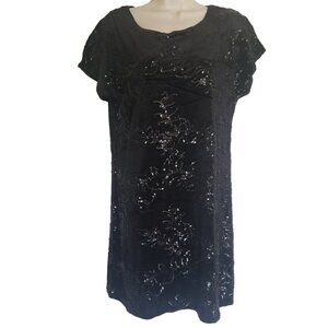 NWT CABLE & GAUGE WOMEN'S BLACK VELVET SEQUIN DRESS SZ M